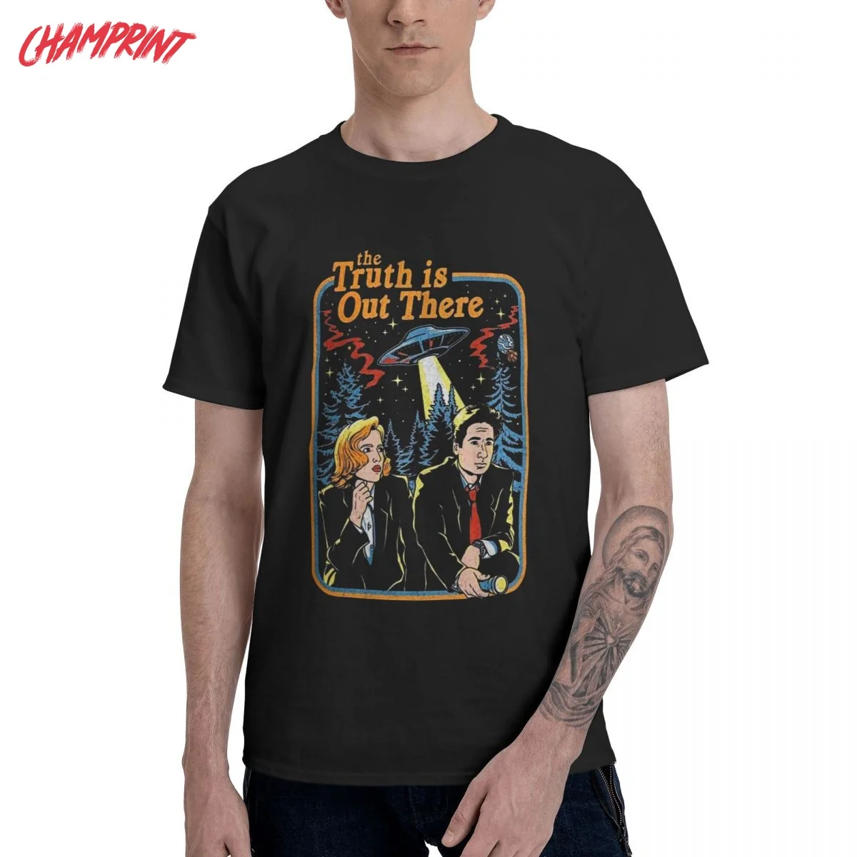 

The X Files The Truth Is Out There Men T Shirt Cartoon Funny Tee Shirt Short Sleeve Crew Neck T-Shirt 100% Cotton Plus Size Tops