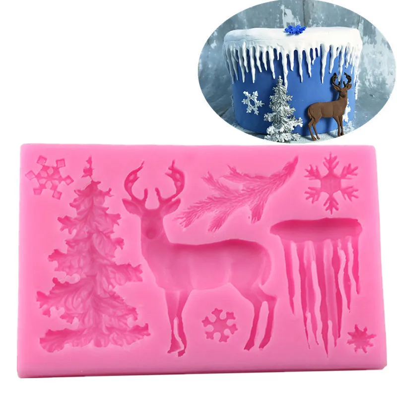 Silicone Cake Mold Christmas Reindeer Form Fondant Mould Decorating Tools DIY Pastry Kitchen Baking Accessories | Дом и сад