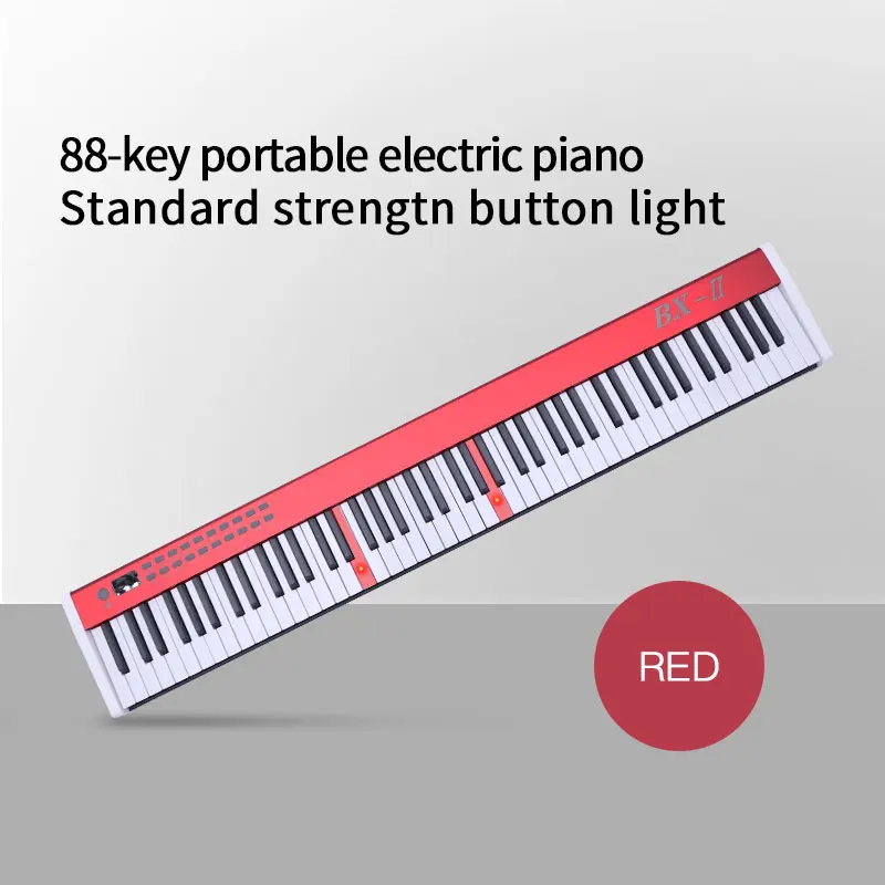 Высокое качество 88 ключ Профессиональный usb MIDI цифровой электронный контроллер клавиатура пианино для музыкального biginner Группа обучения пианино - Цвет: 88k red with light