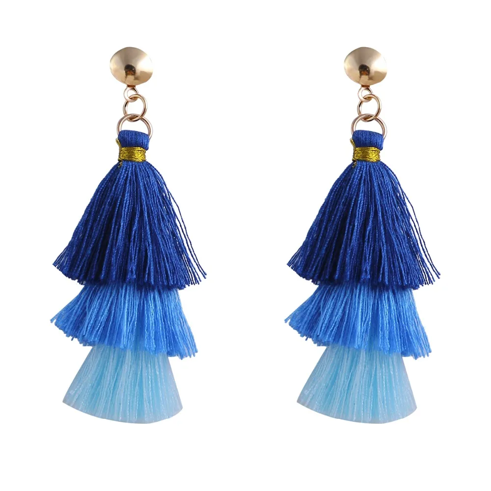 Qtian Boho Серьги-кисточки женские длинные висячие серьги для женщин девушек красные синие фиолетовые богемные массивные ювелирные изделия