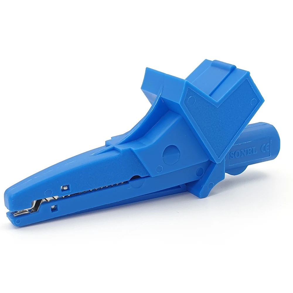 Зажим Крокодил изолированный голубой К02 Sonel (зажим для мультиметра щуп 4 мм 1000