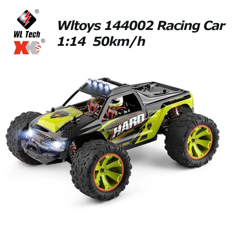 Wltoys-coche de carreras teledirigido 4WD, veh&iacute;culo de aleaci&oacute;n de Metal, trepador de Control remoto, modelo RTR, regalos para ni&ntilde;os, 144002, 50 km/h, 1:14, 2,4 Ghz-0