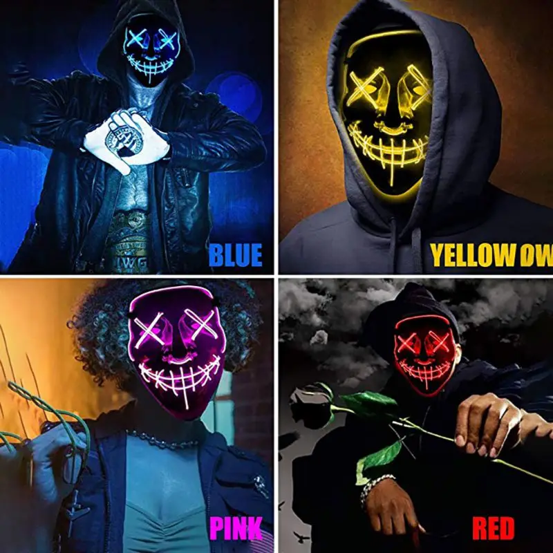 

LED Light Up Halloween Mask Blood Flashing Light Scary Full Face Cover For Masquerade Cosplay Costume Party Mask