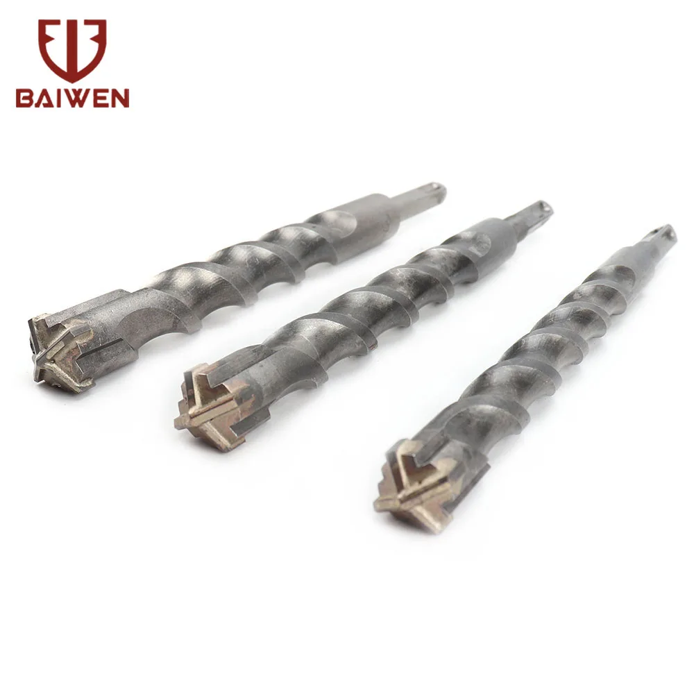 

3Pcs Concrete Drill Bit Double SDS Plus Slot Masonry Hammer Head Tools 250mm Cross Type Drill Bits for Cutting Concrete Brick