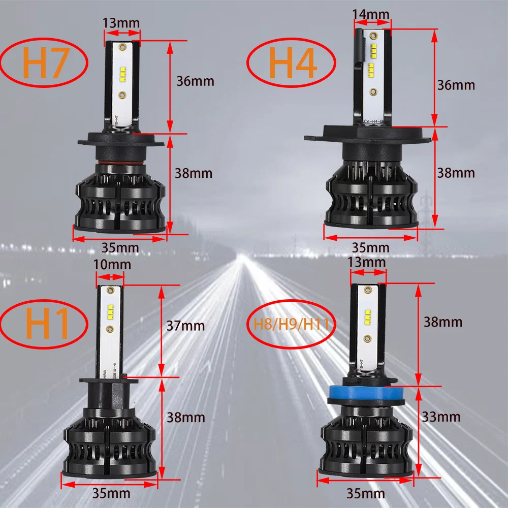 

YHKOMS H4 Led 4300K ZES H1 H7 LED 5000K 8000K H8 H9 H11 9005 HB3 9006 HB4 H3 80W 16000LM Car Headlight Auto Fog Light 12V 6500K