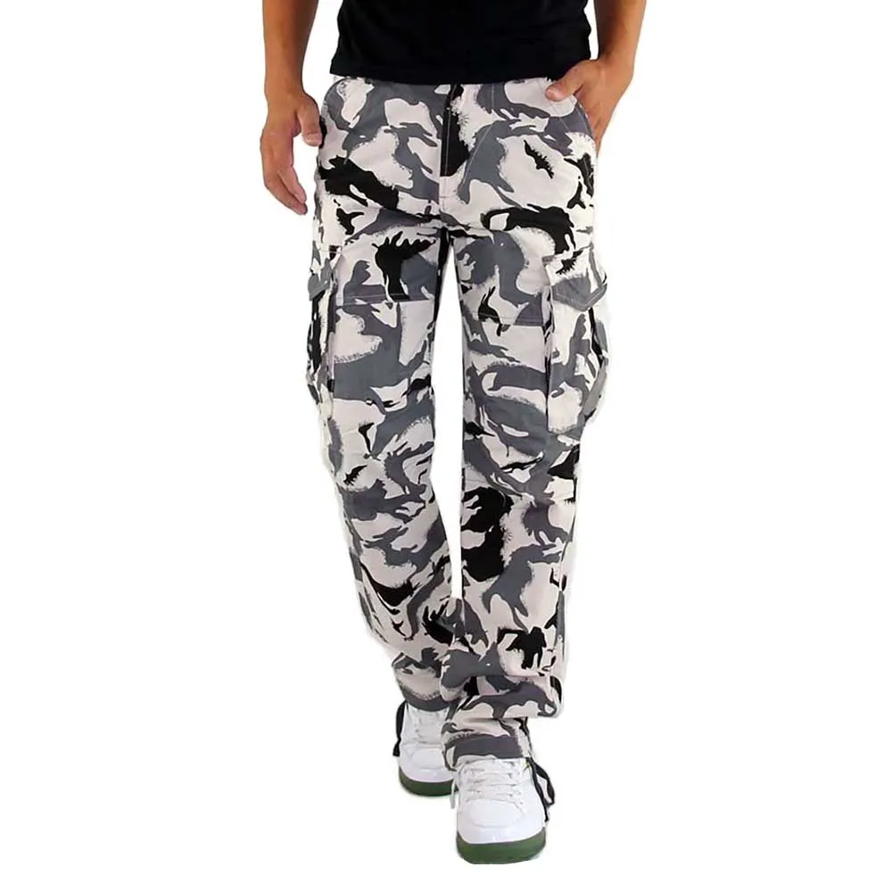 

New Fashion Snow Camouflage Overalls Men's Battlefield Multi Pocket Casual Cargo Pants Straight Loose Baggy Trousers Streetwear