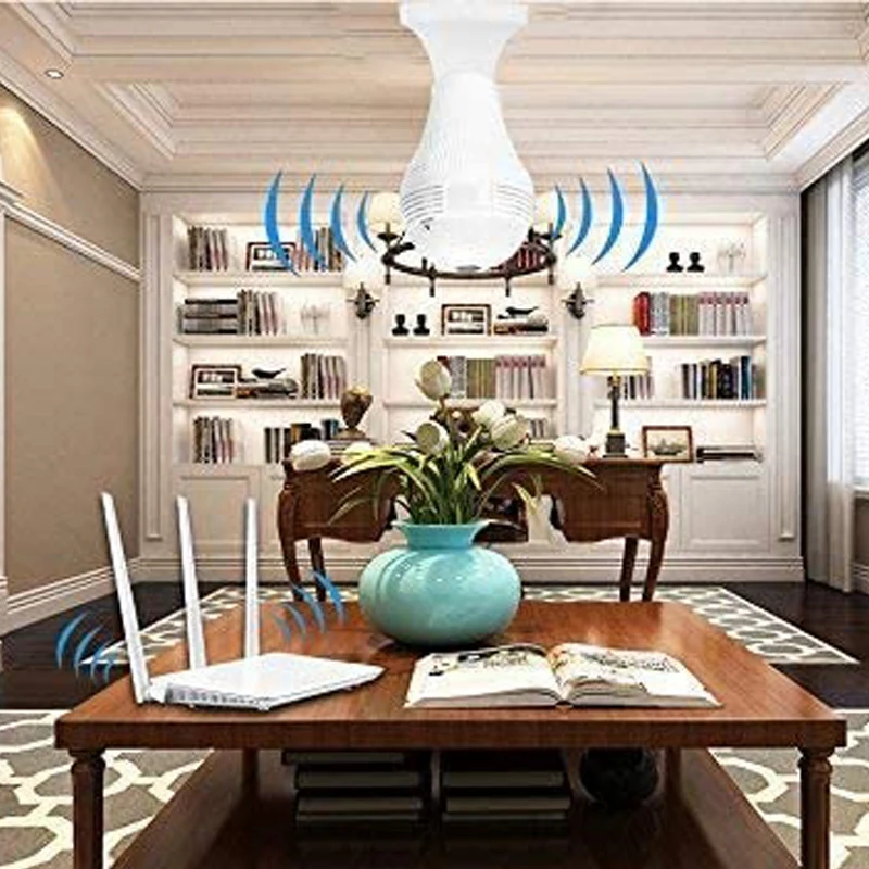 360 ° светодиодный светильник 1080P Wi-Fi Камера панорамный охранных Smart Wifi CCTV объектив