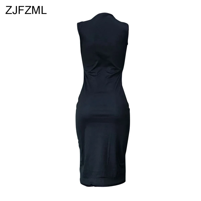

ZJFZML Streetwear Tank Pencil Dresses Casual Women O Neck Sleeveless Bandage Sundress Summer Colorful Letter Print Midi Vestidos