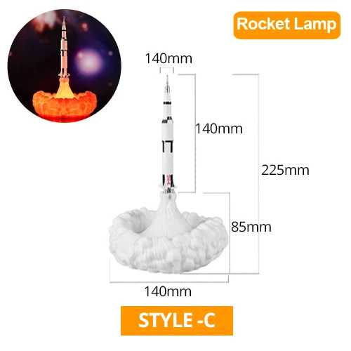 Style C USB перезаряжаемая 3D печать Лунная лампа ракета космический челнок лампа Настольные лампы для гостиной спальни прикроватный домашний декор - Цвет абажура: Style C