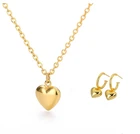 Серьги и ожерелье LIVVY золотого цвета с гладкой подвеской в форме сердца для женщин, модные очаровательные ювелирные наборы, подарок
