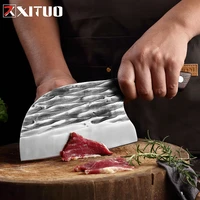 xituo wide blade cleaver handmade forged sharp chef knife cutmeat fruit butcher knives solid wood non slip handle for kitchen