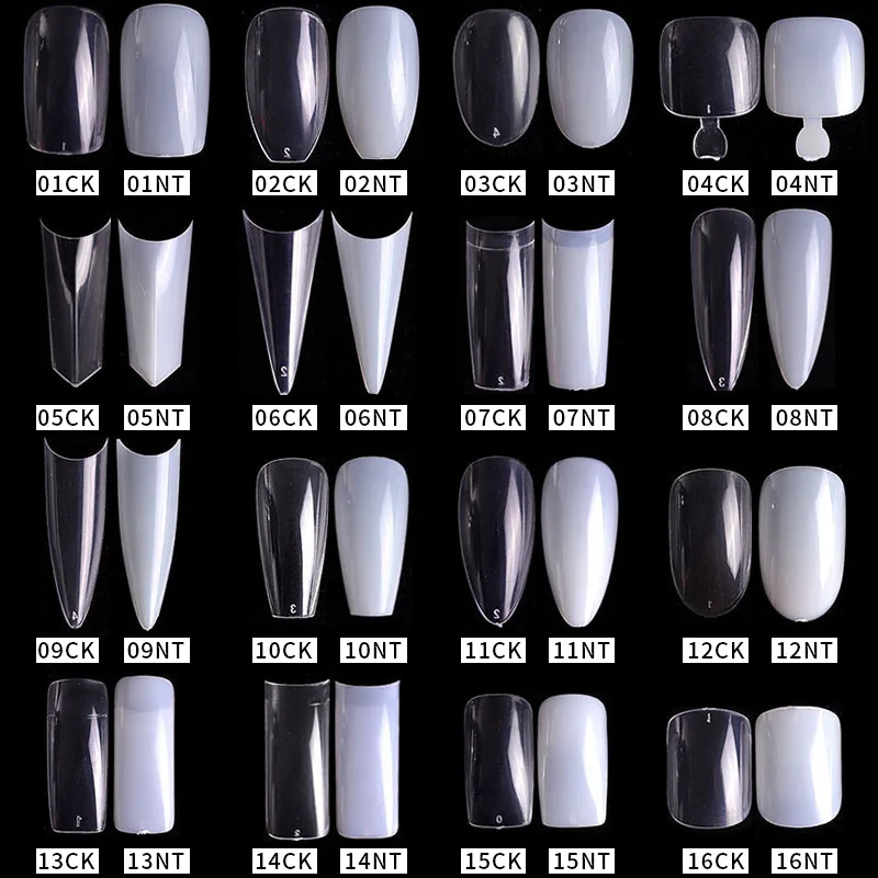 

500pcs Nail Art French Pointed Seamless Ballet Transparent Various shapes Toenail Sheet Fingernails
