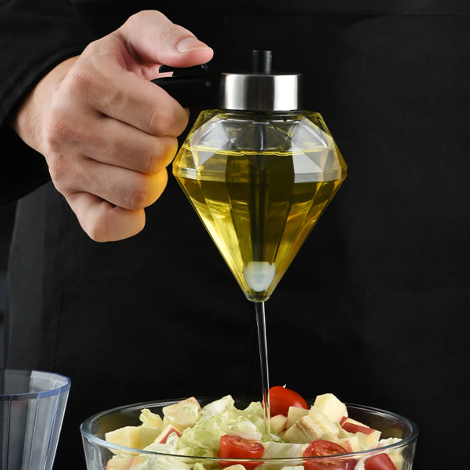 

200ML Kitchen Seasoning Bottle Dustproof Vinegar Oil Bottle Sprayer Stainless Steel Cover With Glass For Olive Oil Sunflower Oil