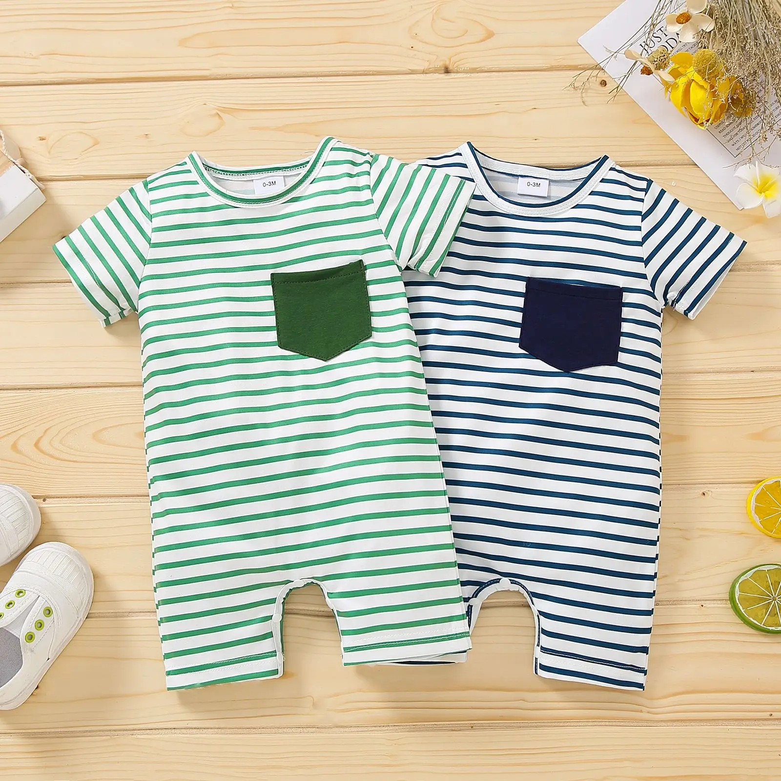 

Комбинезон для новорожденных девочек и мальчиков, Летний полосатый комбинезон для маленьких девочек, новый милый хлопковый Мягкий комбине...