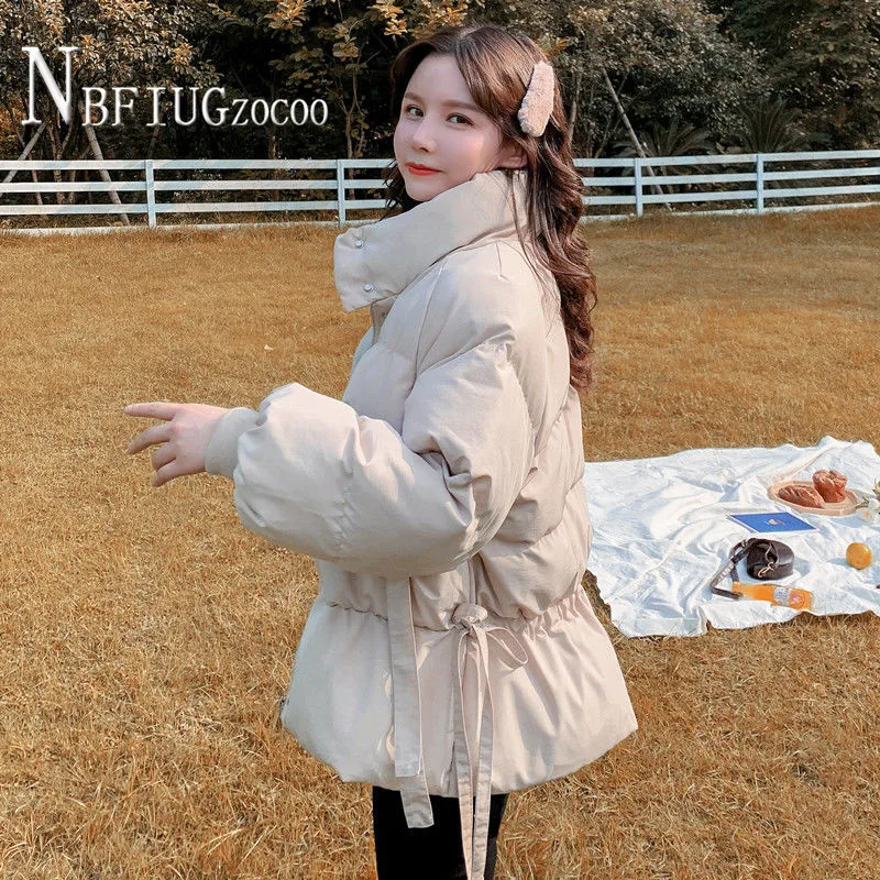 

2020 Korean Loose Winter Warm Women Parkas Drawstring Sweet Female Coat