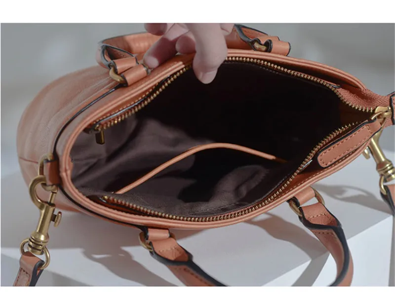 Fashion luxury natural real leather ladies summer lightweight handbag simple casual daily weekend party shoulder messenger bag