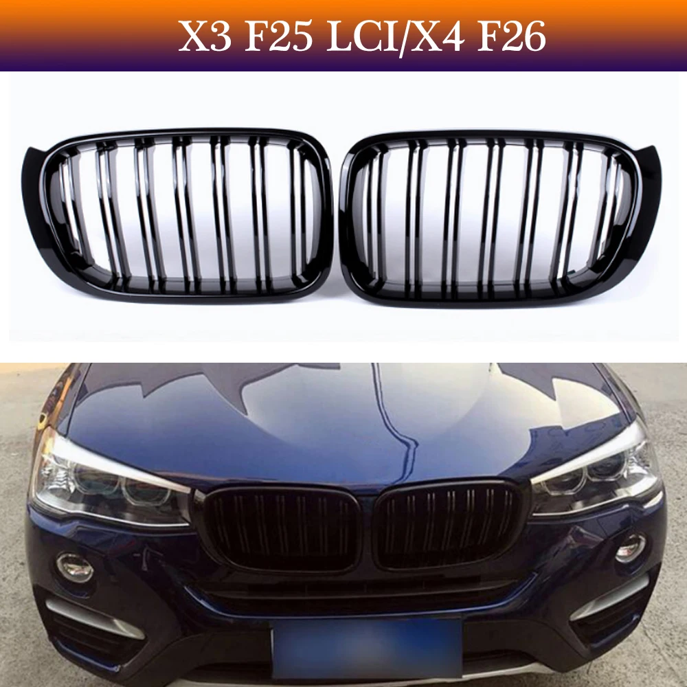 

Глянцевая черная двухстрочная Передняя радиаторная решетка для гоночной решетки для BMW F25 F26 X3 X4 2015-2018