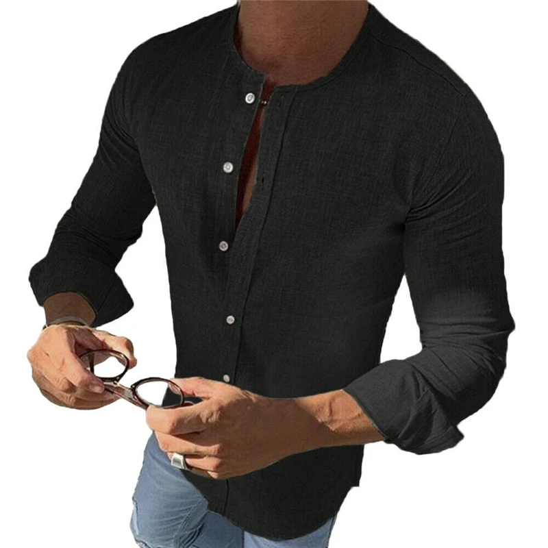 Новинка 2019 мужские деловые рубашки приталенные с длинным рукавом и пуговицами