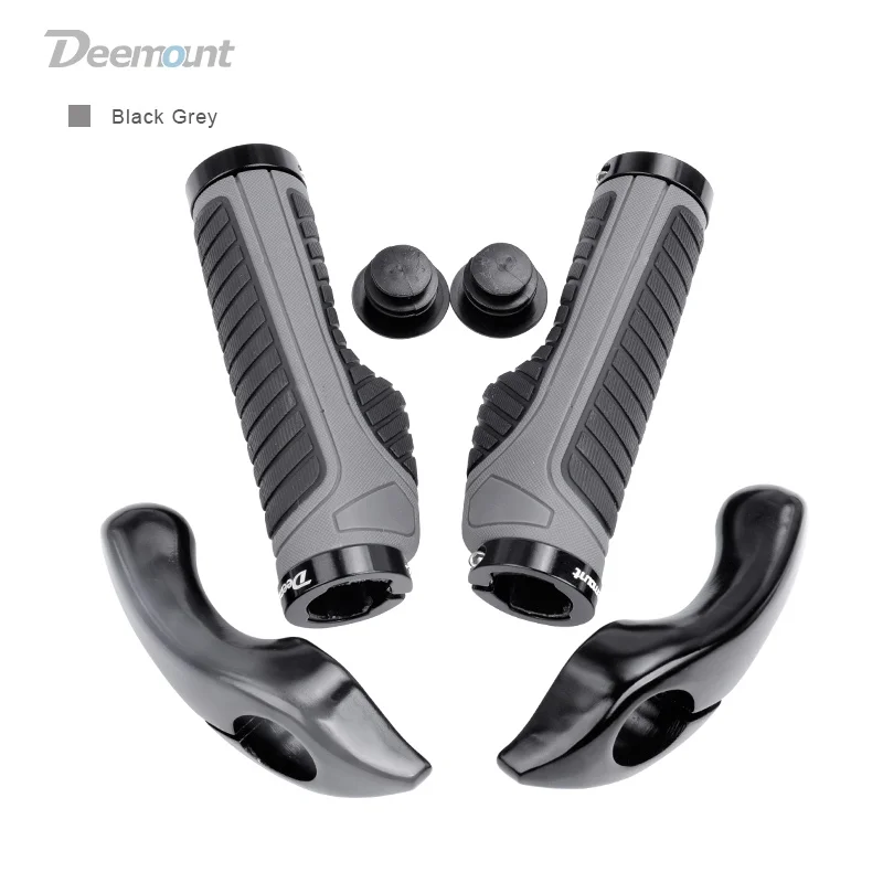 Black Grey N Grip Deemount велосипедные ручки с 2 концами, фиксированные кольца, не скользящие амортизационные резиновые ручки для руля, Двойной Цветной корпус - Цвет: Black Grey N Grip