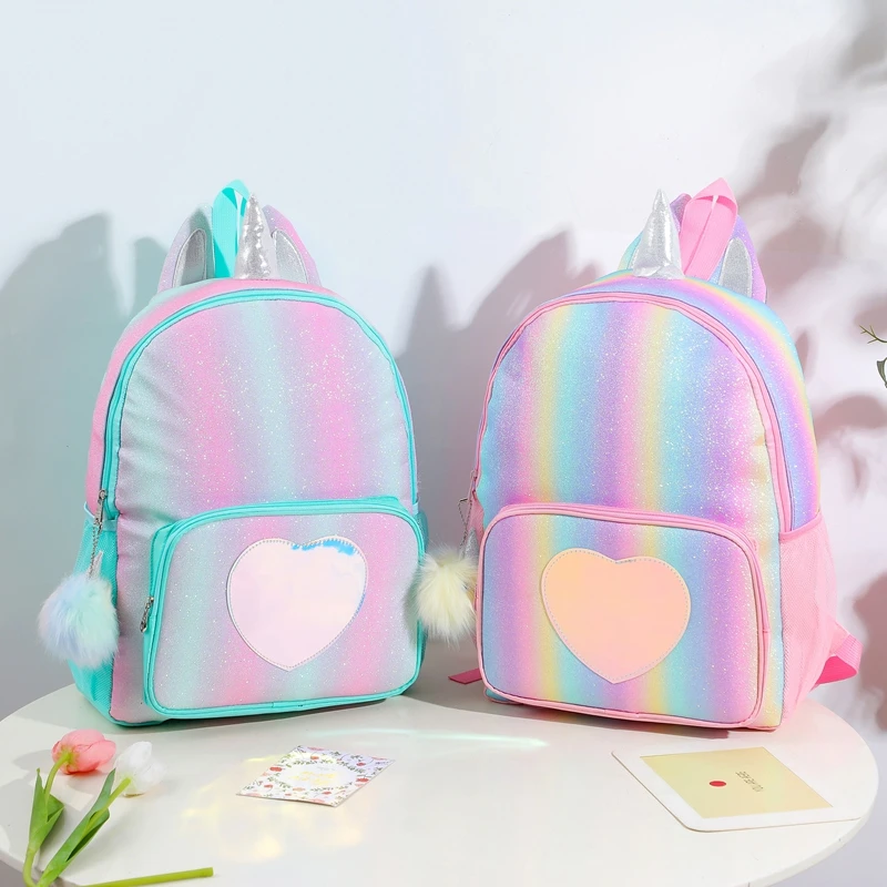 

Unicorn Large Capacity Backpack Girls Rainbow Loving Heart School Book Storage Organizer Fashion Children Schoolbag Kids Gifts