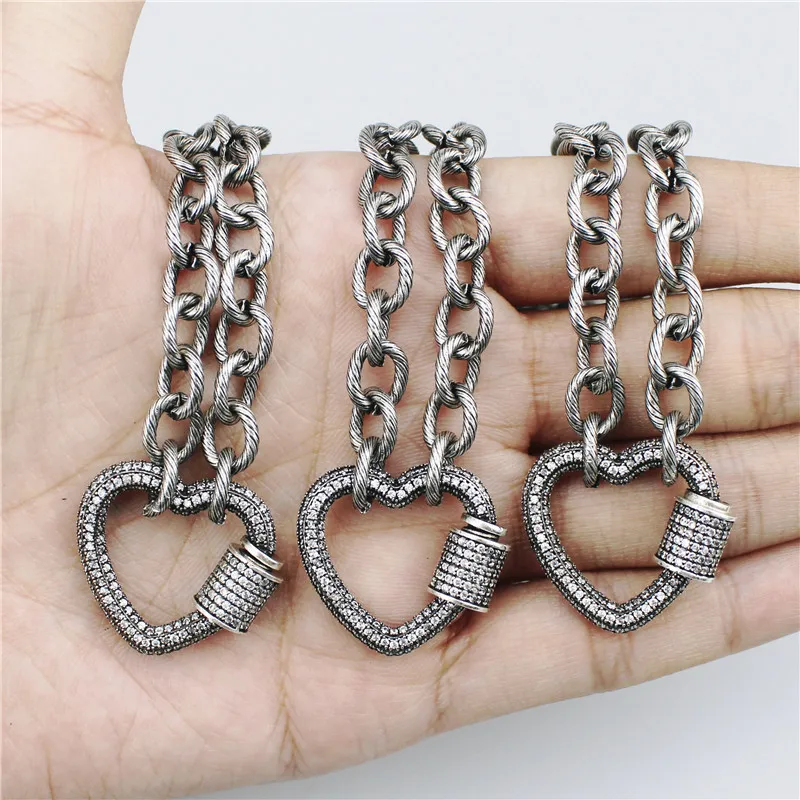 16 дюймов 2 шт./лот Новый Дизайн Старинная застежка cz ожерелье компонент застежки