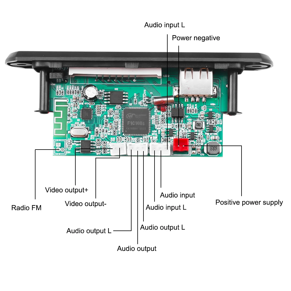 5V-12V MP3 Mp5 Audio & Video Detector Module Bluetooth Support USB TF WAV MP4 AVI Lossless Decoding Diy Kit PCB | Автомобили и