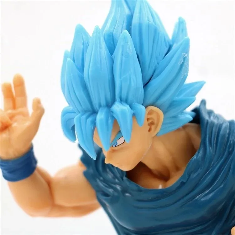 Anime 21CM Dragon Ball 20th anniversary Super Saiyan God Son Goku Blue Hair PVC Action Figure Model Toys Gift | Игрушки и хобби
