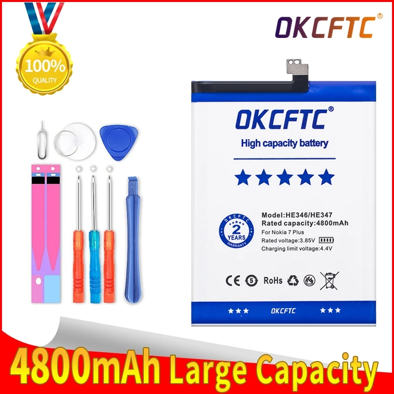 

OKCFTC HE347 HE346 4800mAh Battery for Nokia 7 plus TA-1062 TA-1046 TA-1055 N7P N 7P Rechargeable Batteries
