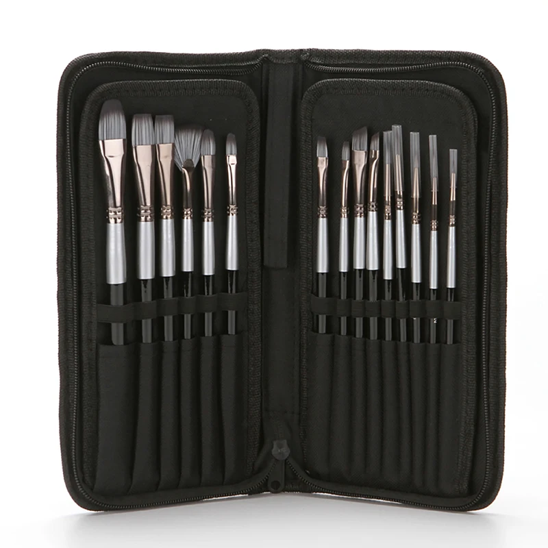 15 шт./компл. набор нейлоновых художественных кистей палитра ножей губки с чехлами