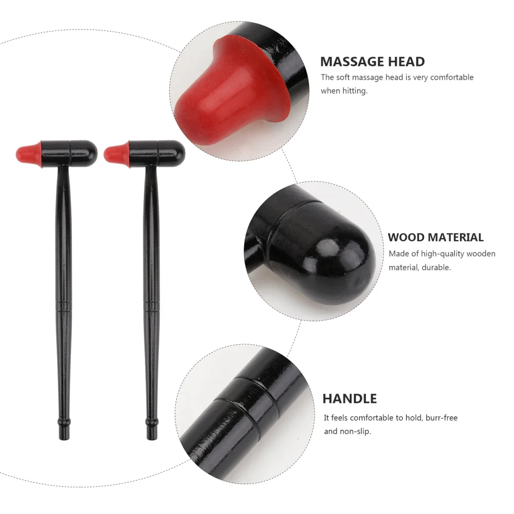 

2Pcs Wooden Acupoint Tapping Hammer Practical Waist Back Massager Black