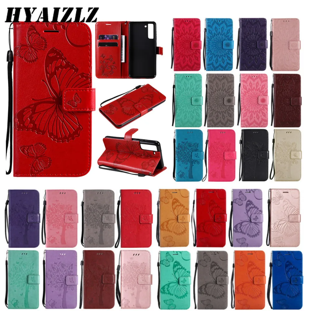 

Wallet Case for Samsung Galaxy S21 Ultra PU Leather Cover for Galaxy S20 FE S21 Plus Phone Fundas Flip Cards Embossing Coque Bag