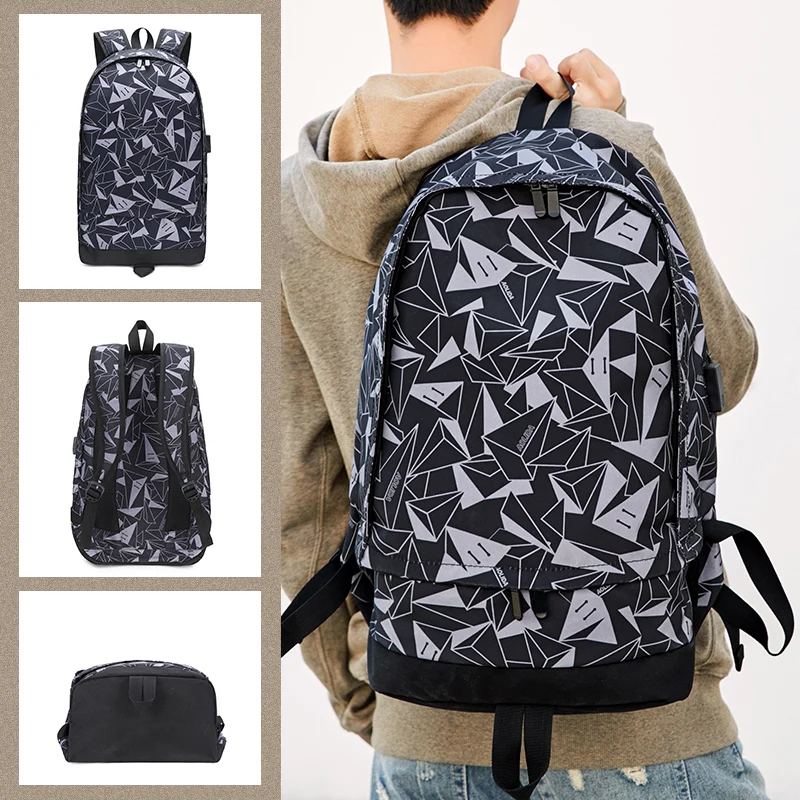 Модный спортивный мужской рюкзак для ноутбука с треугольным геометрическим