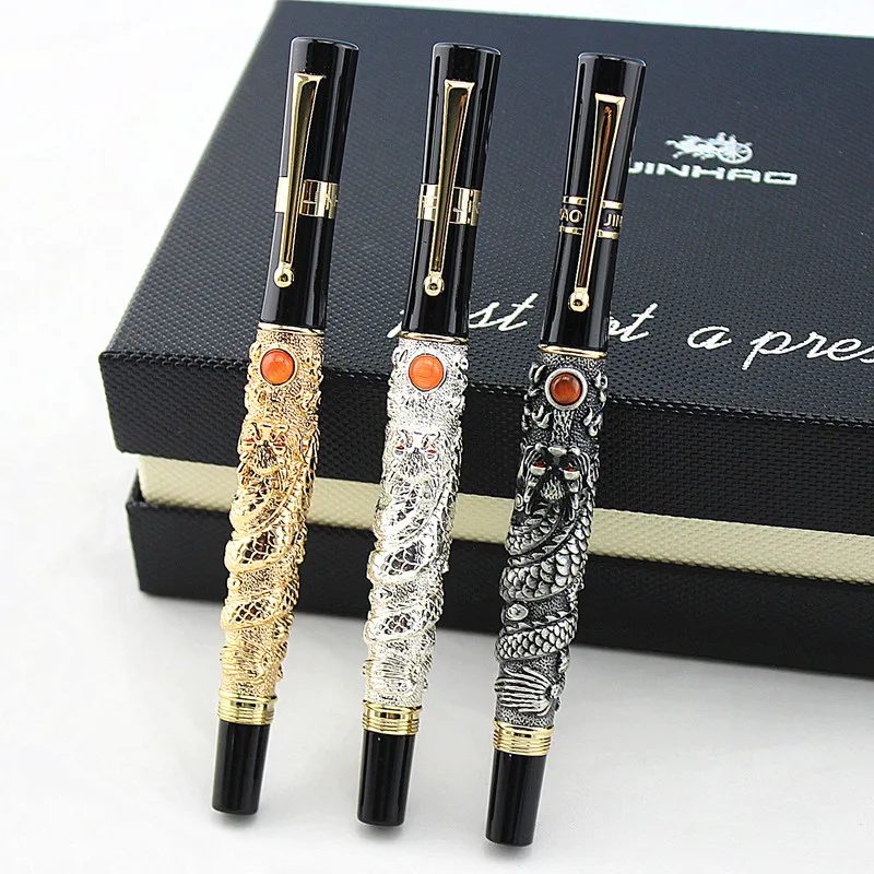 Винтажная перьевая ручка Jinhao с летающим драконом Металлическое Тиснение