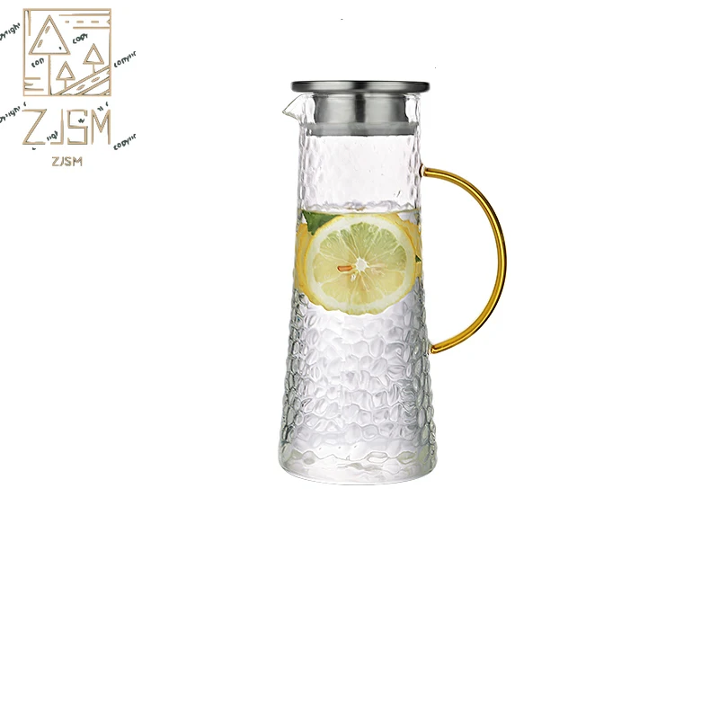 

Cold Water Bottle Household Large Capacity Glass Juice kettle Heat Resistant Golden Handle Teapot Coffee Pot Kitchen Supplies