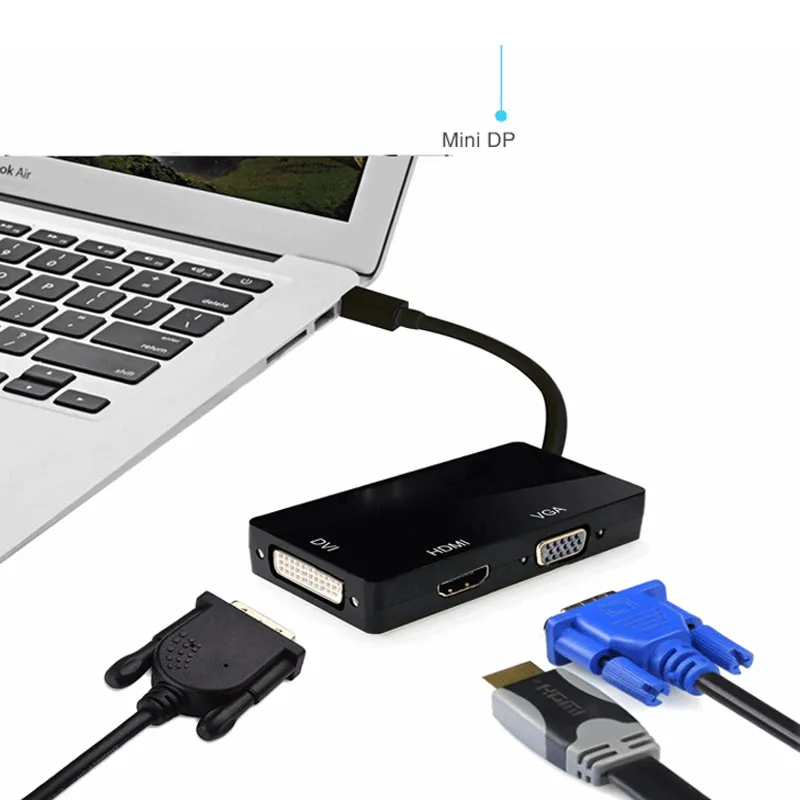 1 шт. Универсальный мини порт дисплея Гц а DP Thunderbolt к DVI + VGA HDMI адаптер подходит для