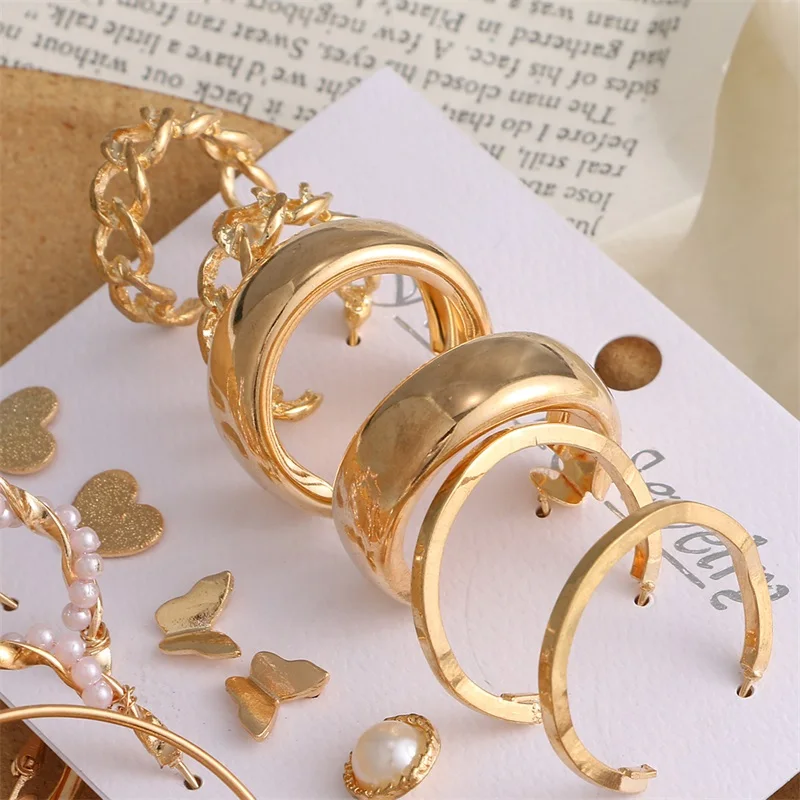 

EN Trendy Big Pearl Drop Earrings Set For Women Fashion Gold Geometric Circle Chain Earrings 2021 NEW Set of Earrings Jewelry