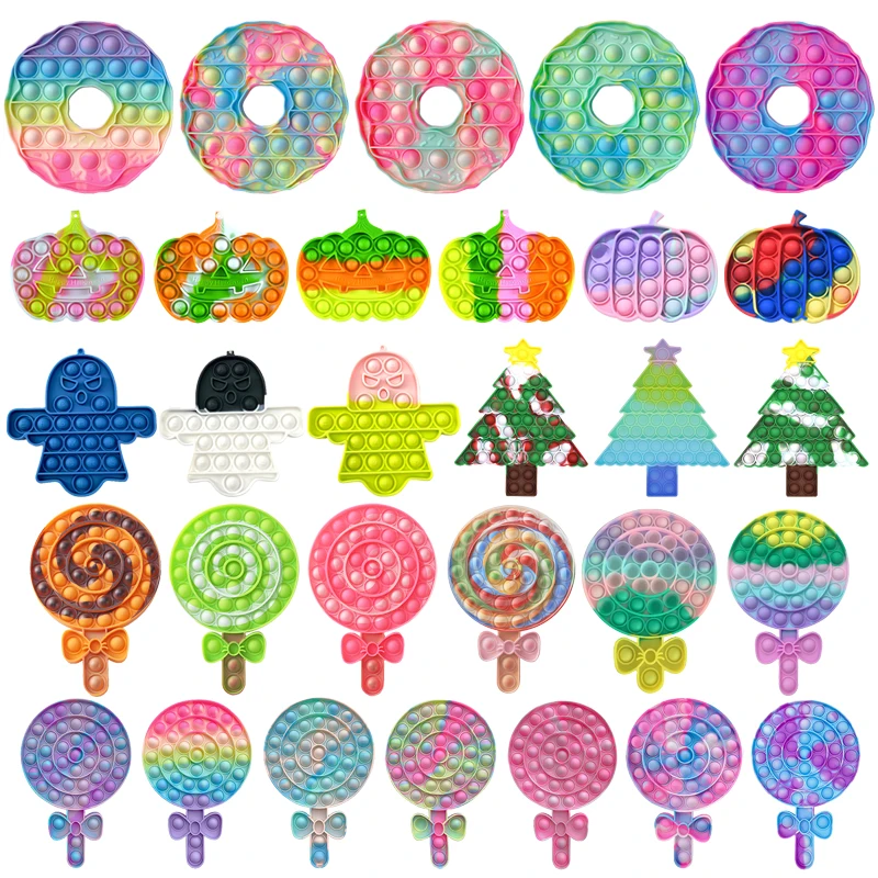 

Funny Push Bubble Fidget Toys Adults Children Reliver Stress Sensory Toy Rainbow Push Bubble Squishy Autism Antistress Toys