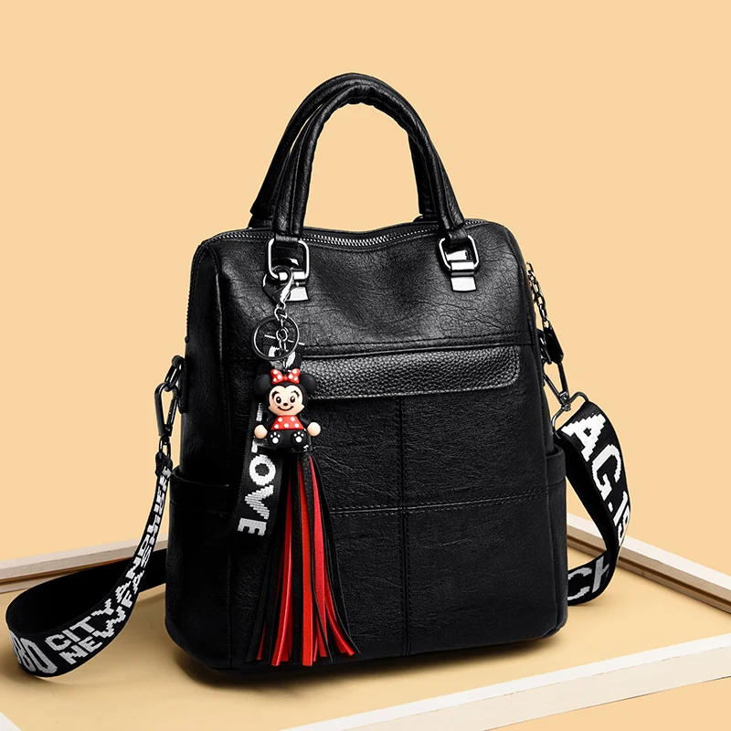 Рюкзак женский кожаный вместительный школьный для девочек-подростков |