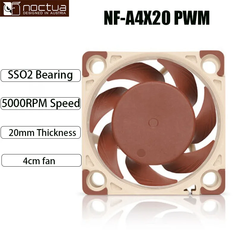 

Noctua NF-A4x20 FLX 4cm fan 20mm Cooling fan 5V/12V and 3pin /4pin PWM thickness heat dissipation chassis small fan