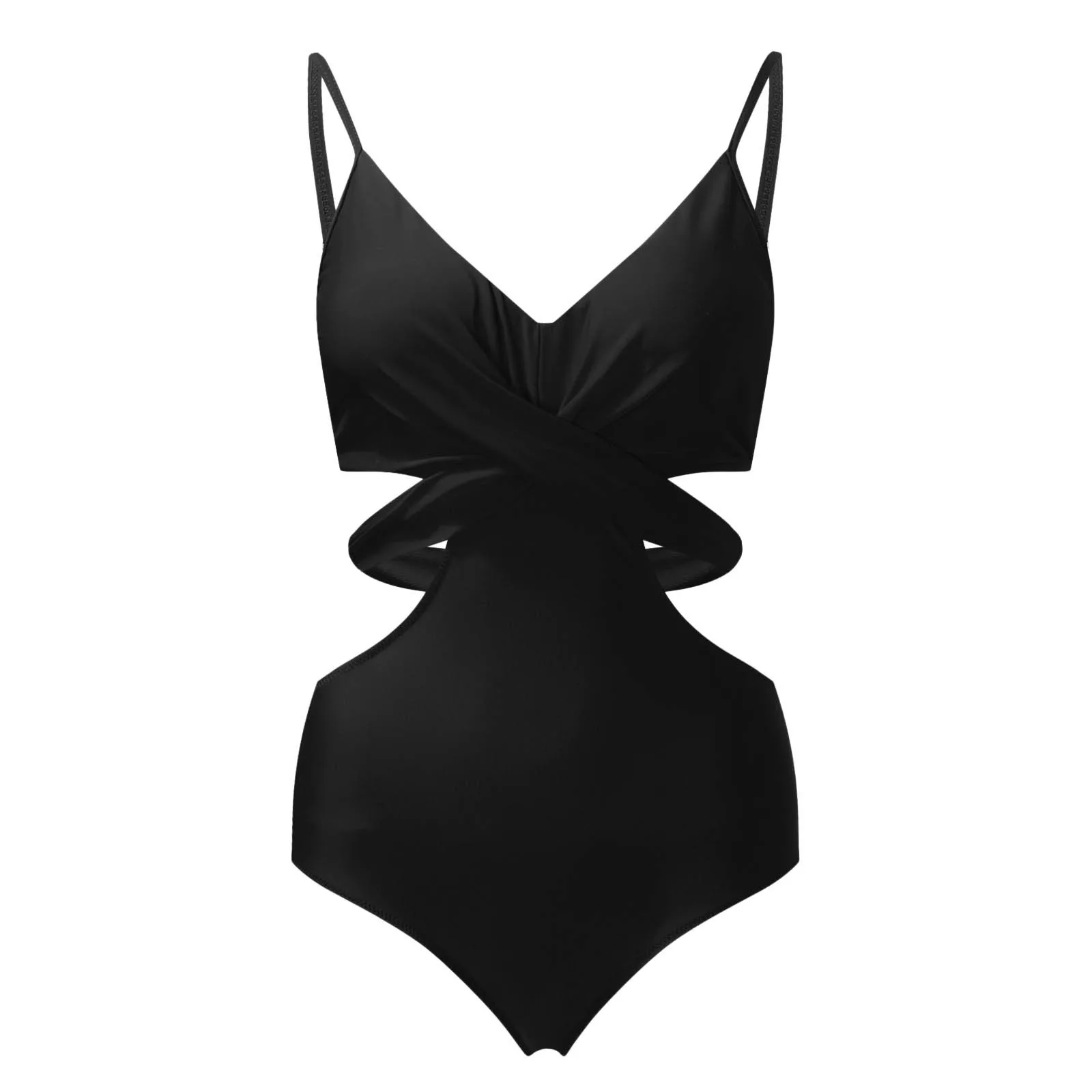 

Sexy High Cut Hollow Out Deep V Neck High Waist Swimsuit Lady 2021 Monokini One Piece Swimwear Women Swim Bathing Suit S-2XL