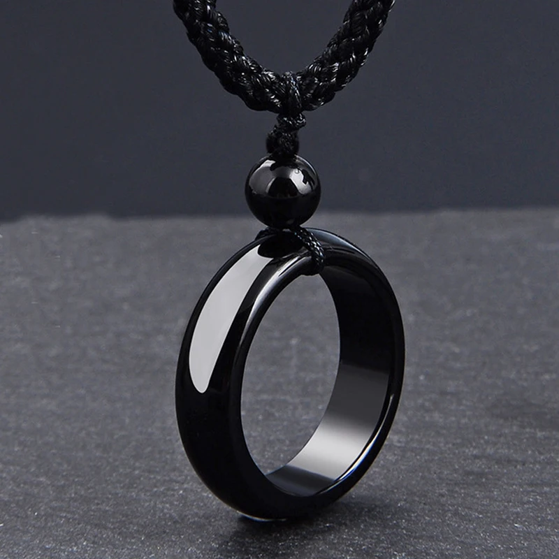 Мужская винтажная подвеска с черным кристаллом геометрической формы длинная