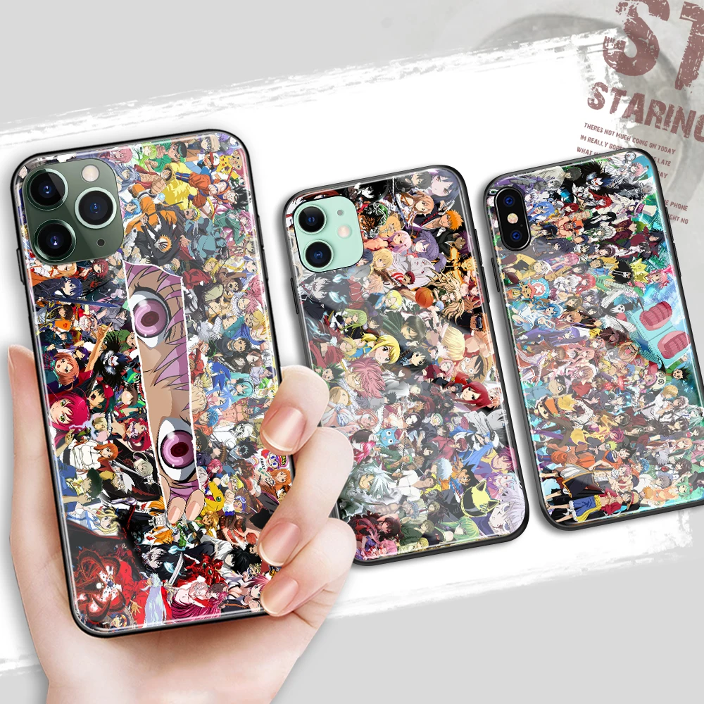 Япония Аниме персонаж собрать стекло чехол для телефона iPhone 6 6S 7 8 plus X XR XS MAX 11 pro max|Бамперы| |