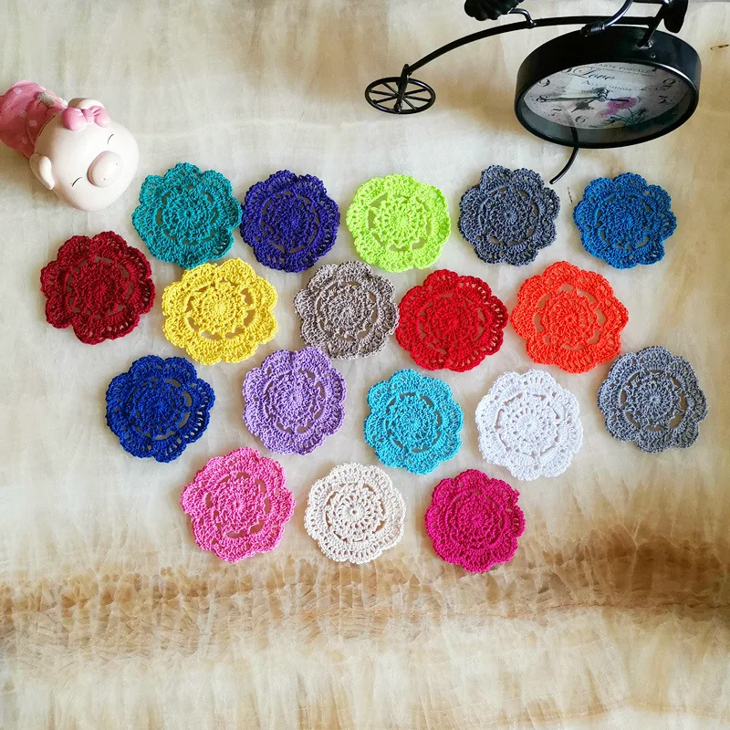 

4 Inch place mat dining pad Cloth crochet placemat cup mug tablecloth tea coaster handmade doily kitchen Lace Round cotton table