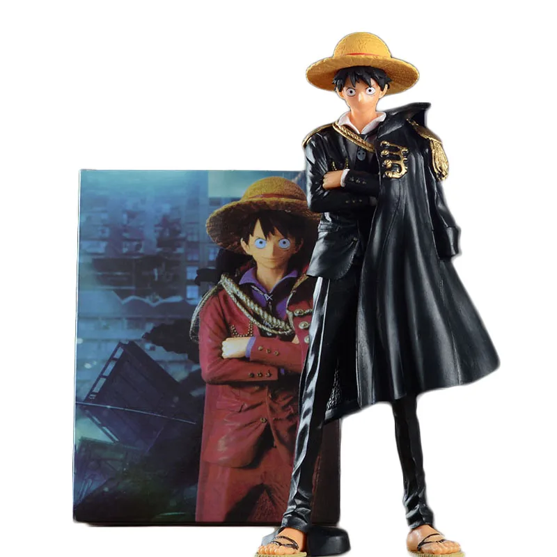 25CM One Piece Luffy Anime 20th Red Black Action Figure PVC Q Version Statue Collection Model Toys for Kids Figurine | Игрушки и хобби