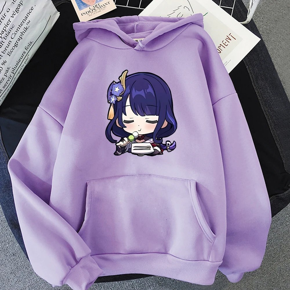 

Genshin Impact Comics Ei Print Hoodie Japan Harajuku Style Clothing Winter Casual Hoody Fashion Cartoon Streetwear Oversized Top
