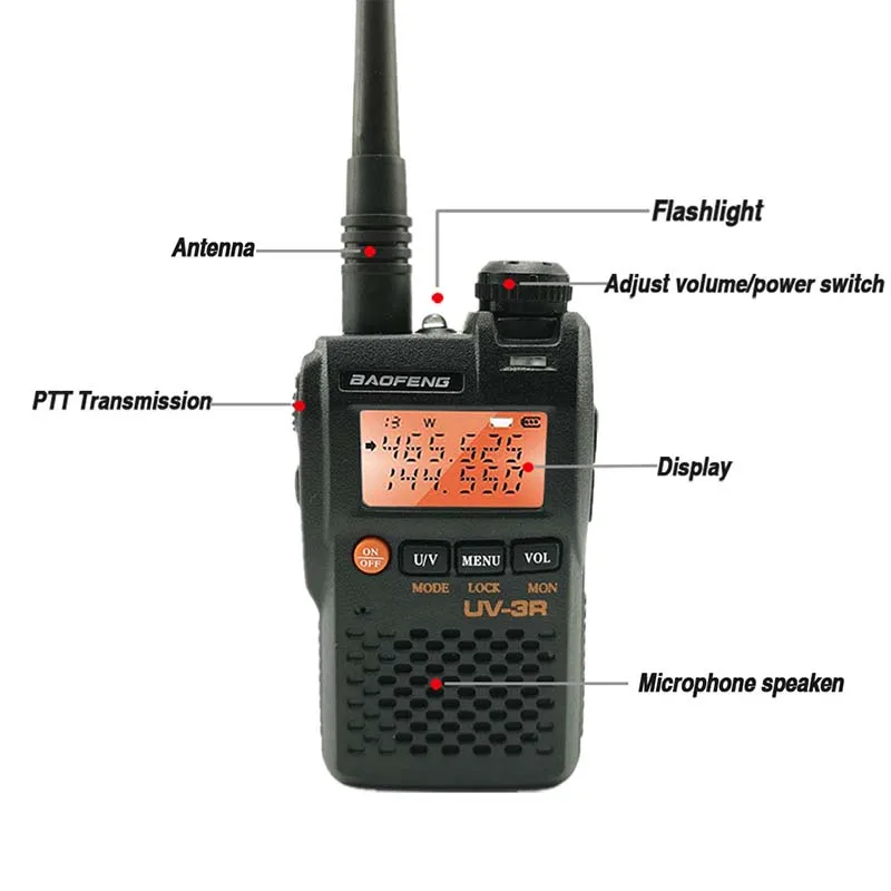 Портативная рация Baofeng UV 3R Mini Walkie Talkie 2W 3 7 V портативное радио UHF VHF двухдиапазонный