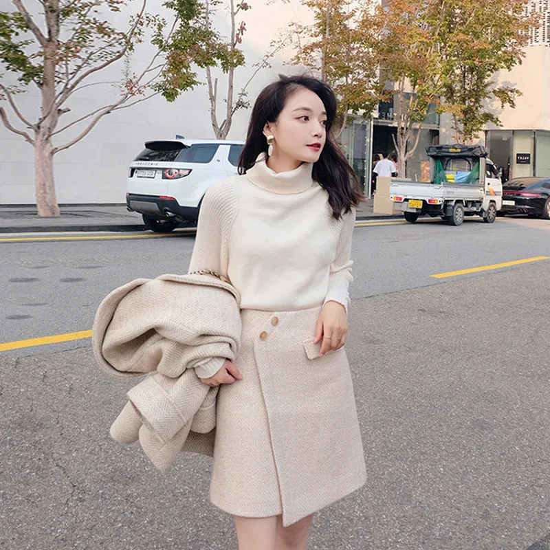 Женский шерстяной костюм в стиле Шанель комплект из 2 предметов утепленное