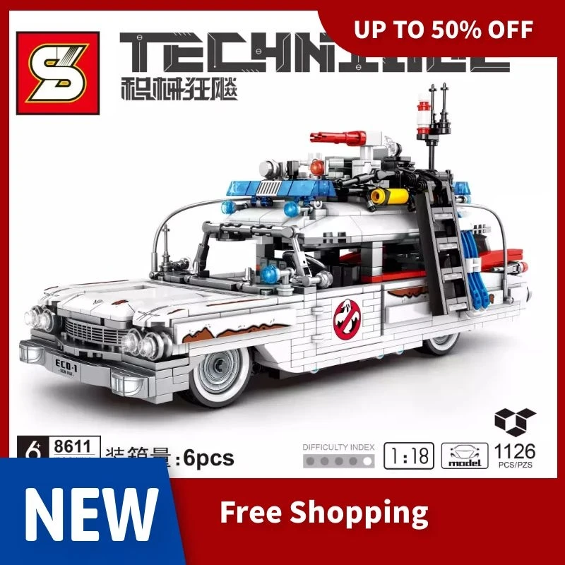 Городской технический супер гоночный автомобиль Поймай Призрака Профессор модель конструктора MOC кинематографический транспортный средство кирпичики DIY игрушки для детей подарки.