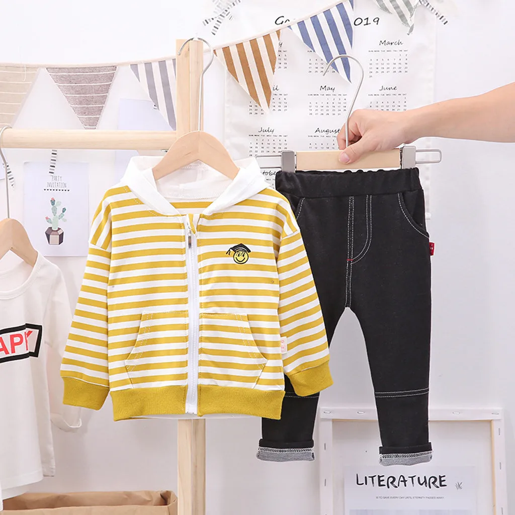 2 шт. детский хлопковый костюм с капюшоном длинным рукавом | Детская одежда и