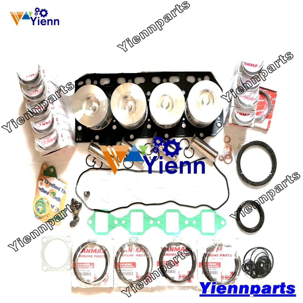 

4TNE88 4TNE88-DGD 4TNE88-RZN3 капитальный ремонт Ремонтный комплект для Yanmar двигателя Z75 SK45SR SK50UR PC40MR-8 экскаватор 20 кВт QAS20 генератор